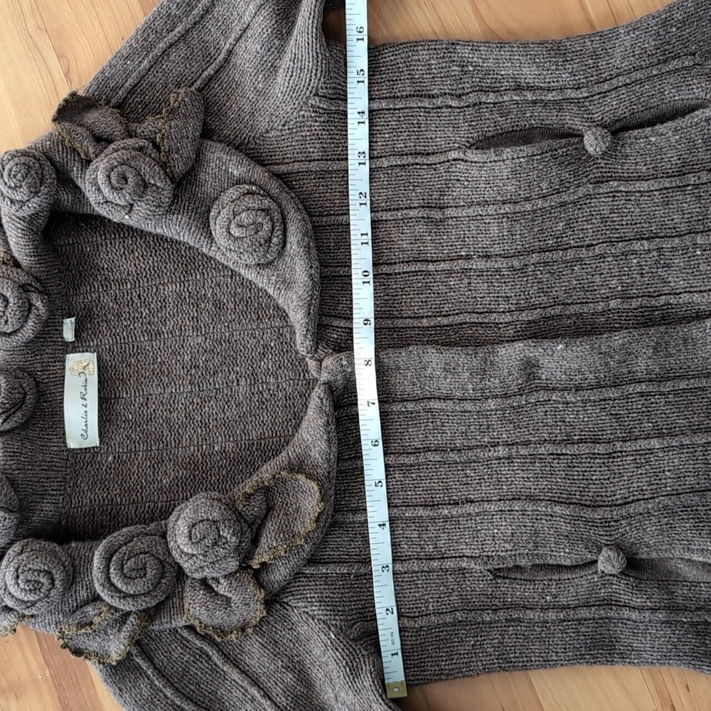 Charlie & Robin Rockrose Rosette Cardigan Snap S - Picture 9 of 9